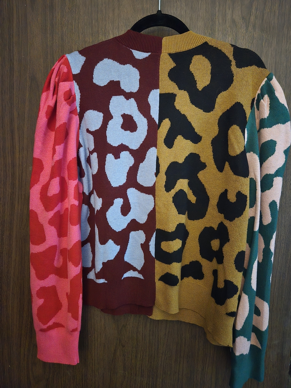 crosby. Multi-Colorblock Leopard Cardigan with Pearl Buttons - Picture 4 of 4
